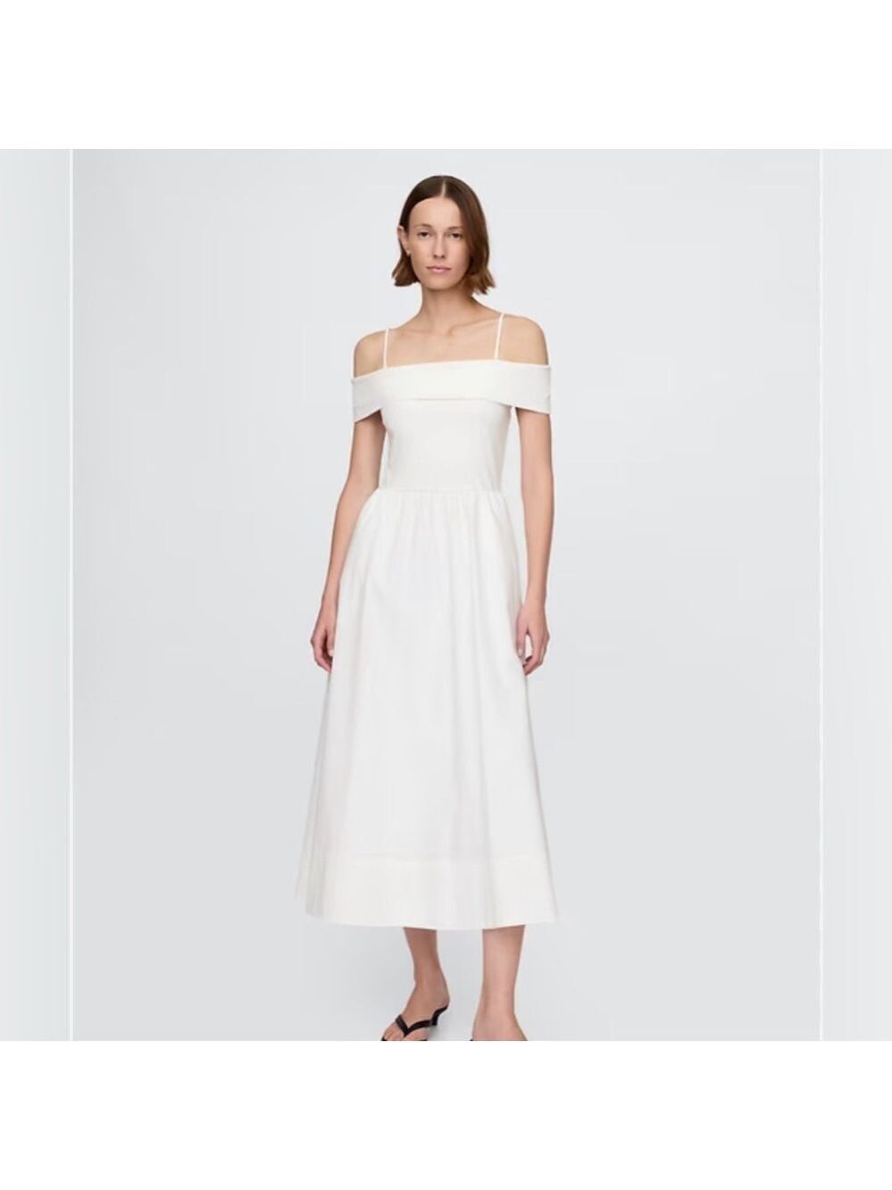 Gap Mixed Media Off-Shoulder Midi Dress NWT L Bridal Summer Wedding Easter